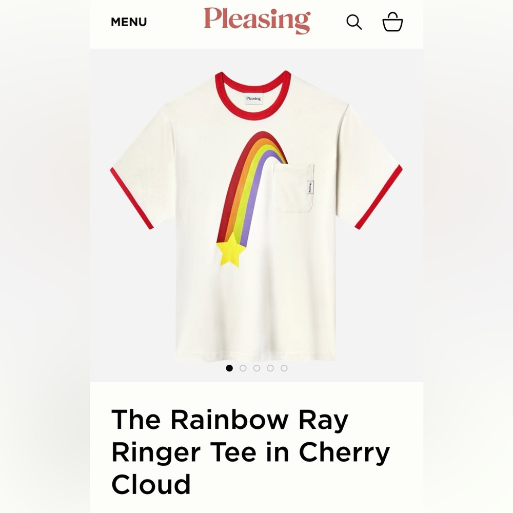 Pleasing Rainbow Ray Ringer Tee NWOT